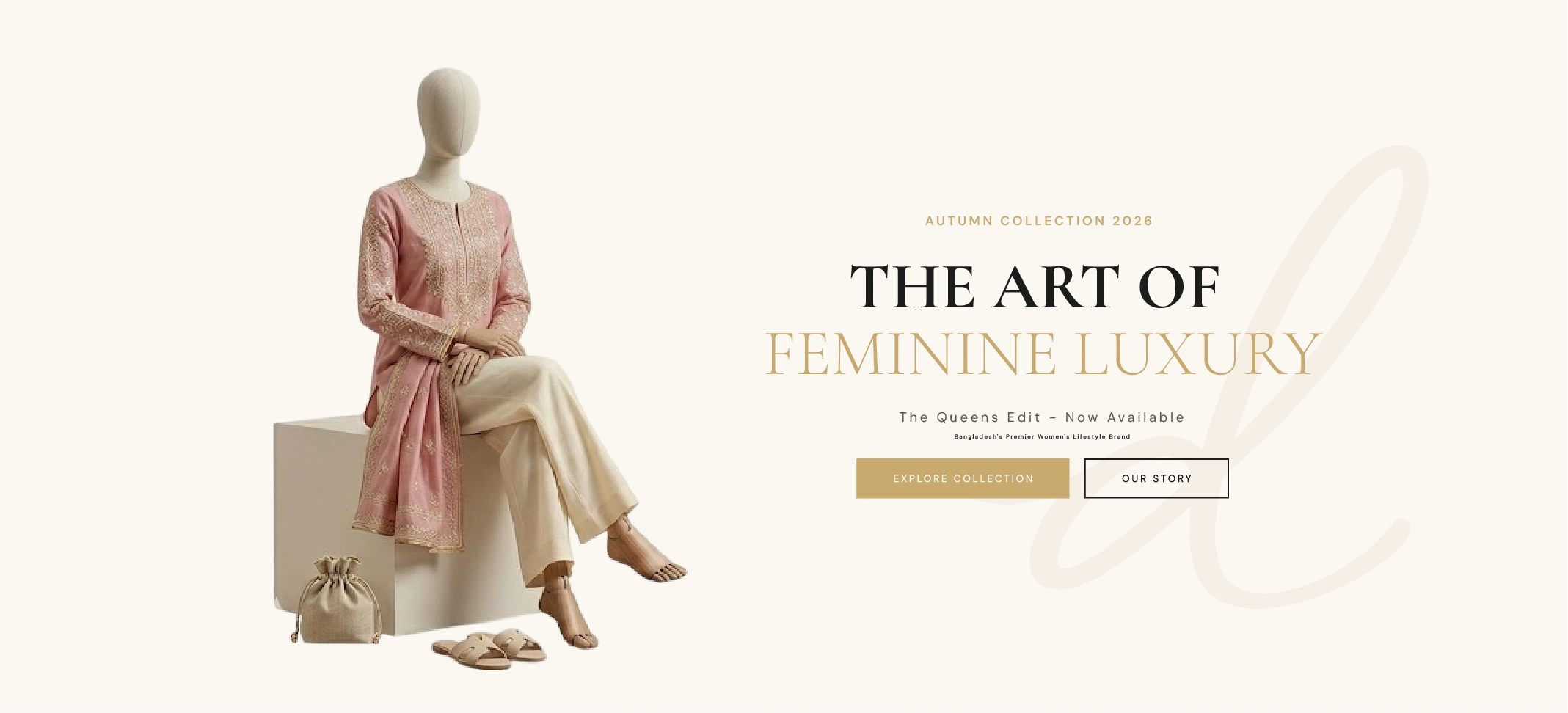 Dhongila luxury feminine fashion banner with elegant modest wear